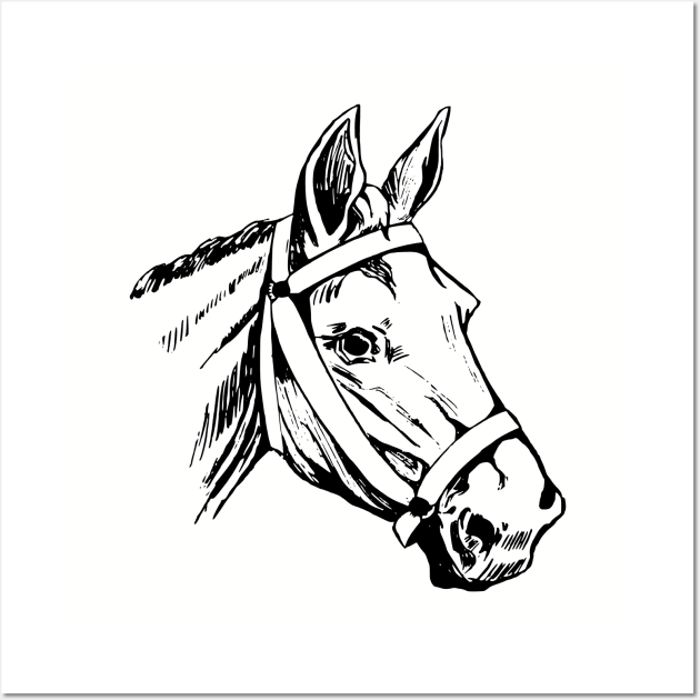 Horse Head Drawing Retro Vintage Wall Art by BarryJive